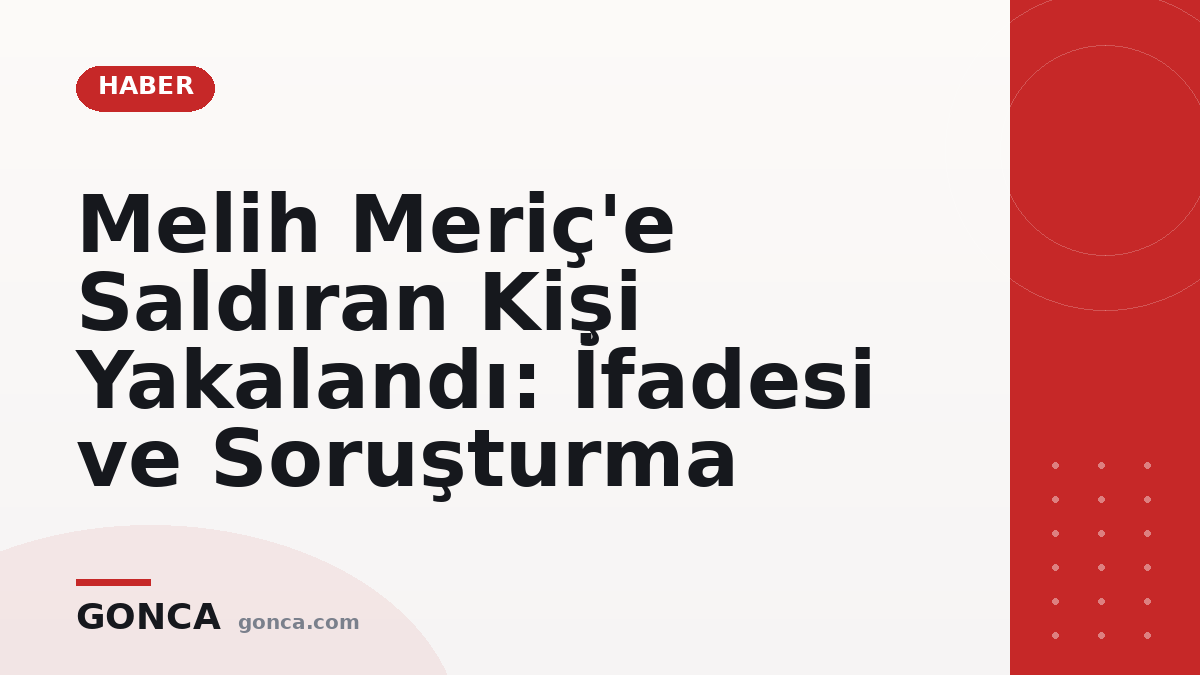 Melih Meriç'e Saldıran Kişi Yakalandı: İfadesi ve Soruşturma