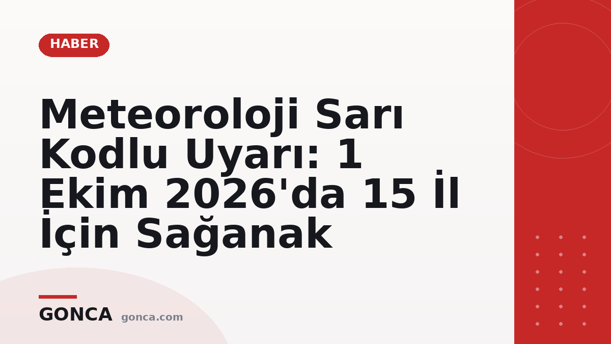 Meteoroloji Sarı Kodlu Uyarı: 1 Ekim 2026'da 15 İl İçin Sağanak