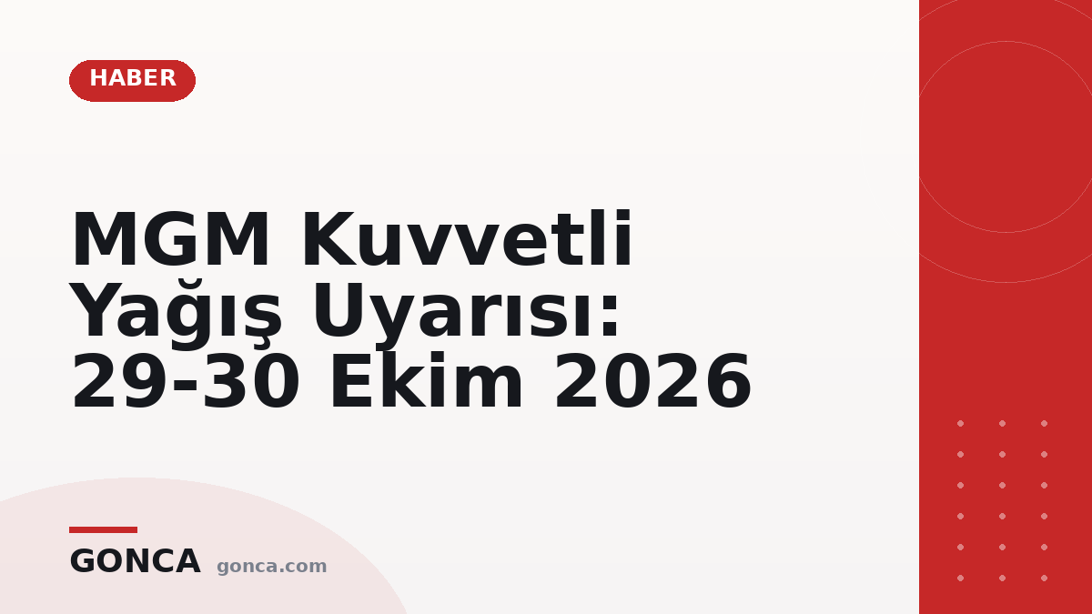 MGM Kuvvetli Yağış Uyarısı: 29-30 Ekim 2026