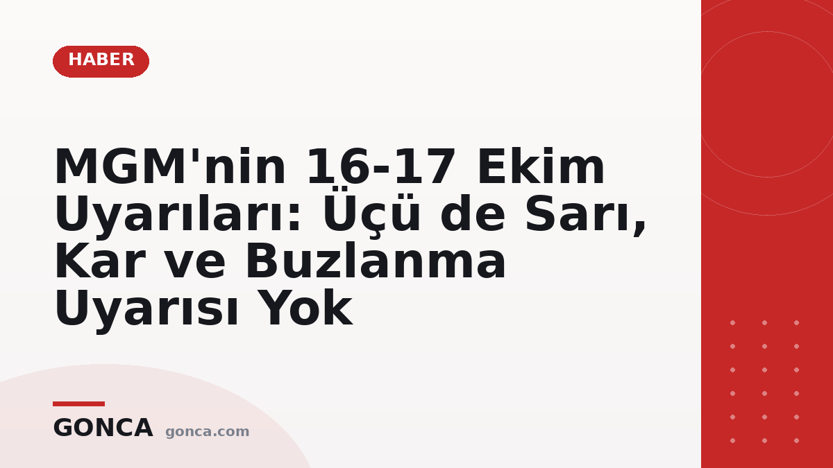 MGM'nin 16-17 Ekim Uyarıları: Üçü de Sarı, Kar ve Buzlanma Uyarısı Yok