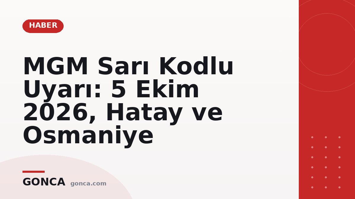 MGM Sarı Kodlu Uyarı: 5 Ekim 2026, Hatay ve Osmaniye