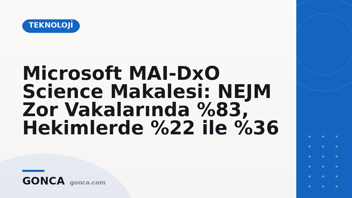 Microsoft MAI-DxO Science Makalesi: NEJM Zor Vakalarında %83, Hekimlerde %22 ile %36