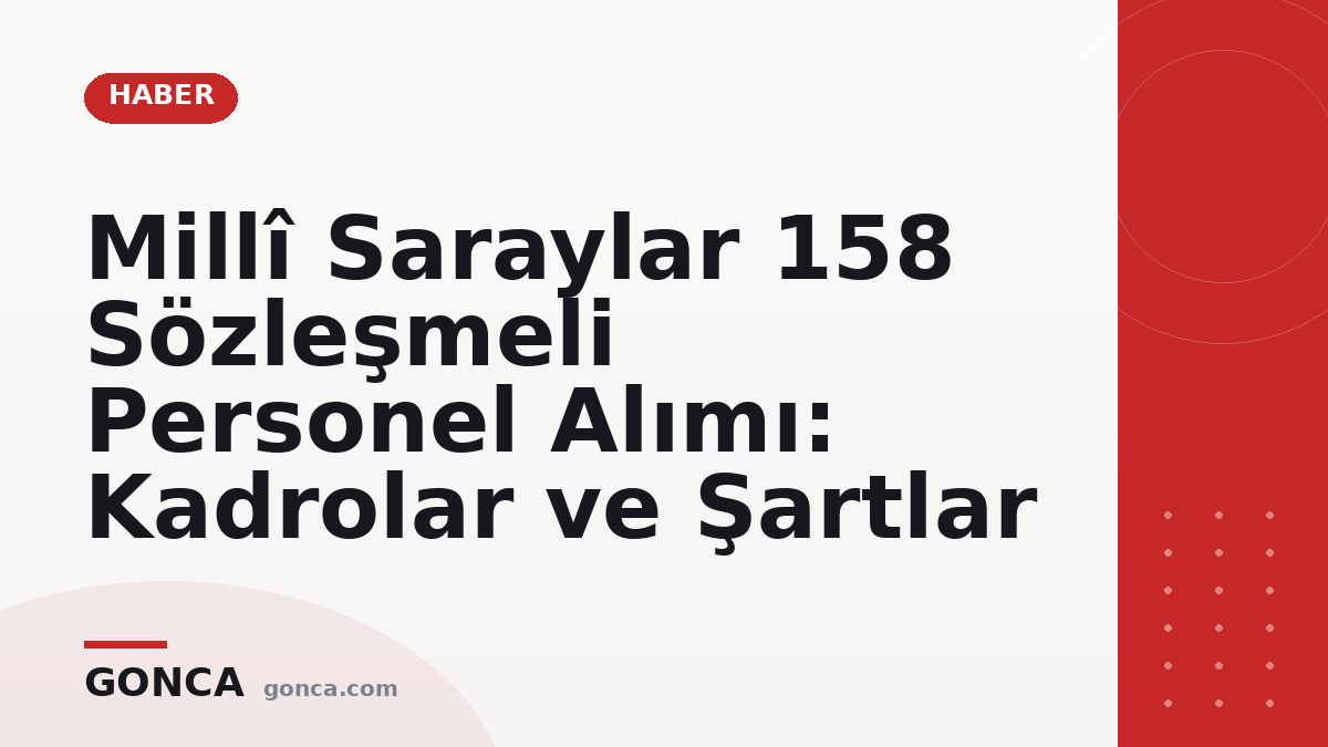 Millî Saraylar 158 Sözleşmeli Personel Alımı: Kadrolar ve Şartlar