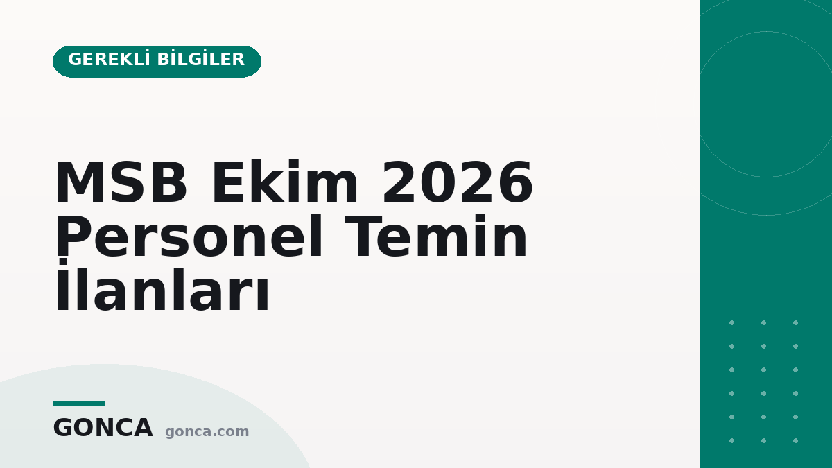 MSB Ekim 2026 Personel Temin İlanları