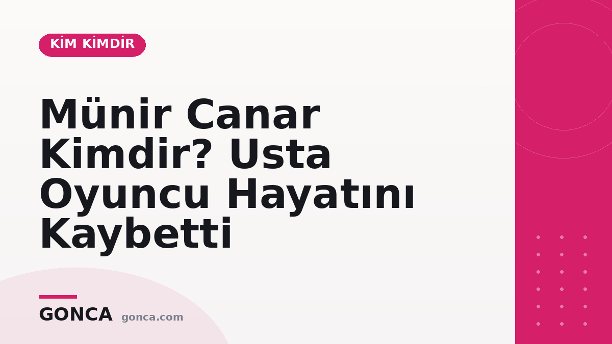 Münir Canar Kimdir? Usta Oyuncu Hayatını Kaybetti