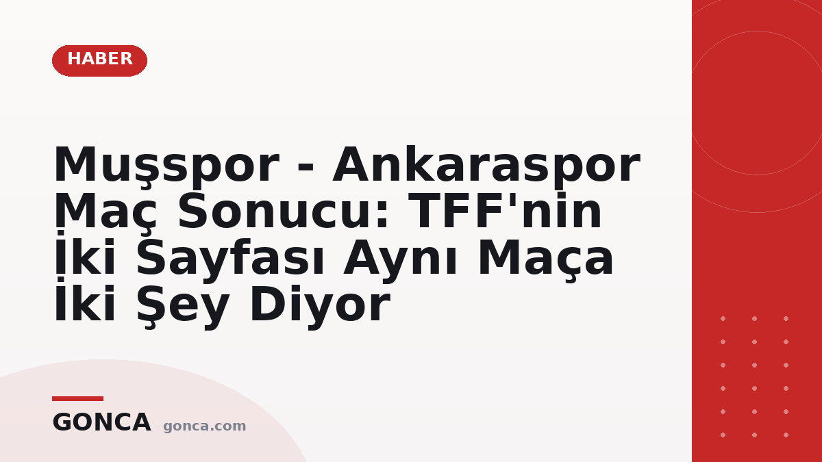 Muşspor - Ankaraspor Maç Sonucu: TFF'nin İki Sayfası Aynı Maça İki Şey Diyor
