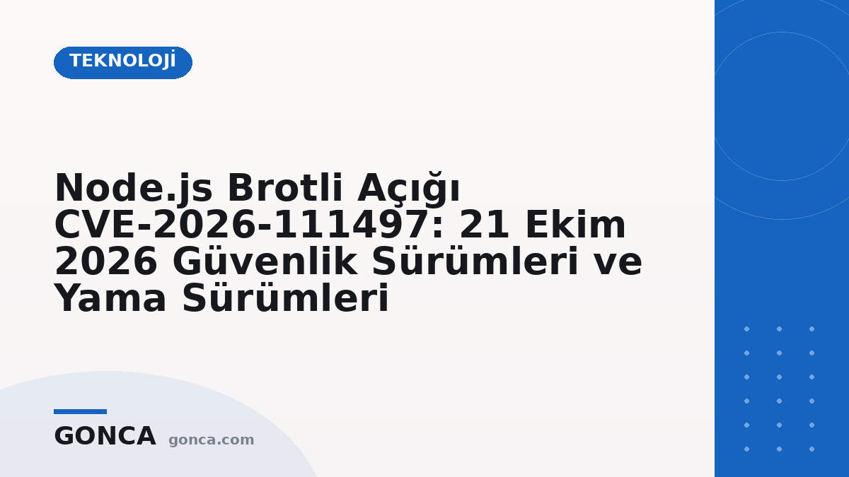 Node.js Brotli Açığı CVE-2026-111497: 21 Ekim 2026 Güvenlik Sürümleri ve Yama Sürümleri