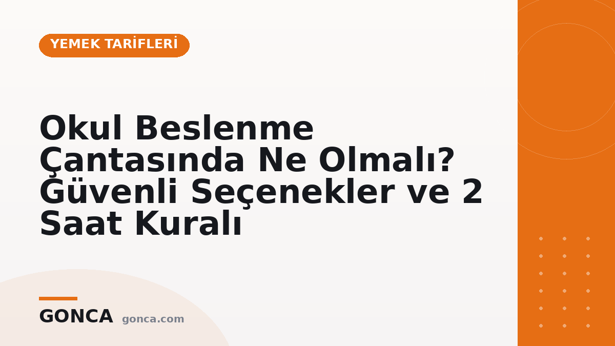 Okul Beslenme Çantasında Ne Olmalı? Güvenli Seçenekler ve 2 Saat Kuralı