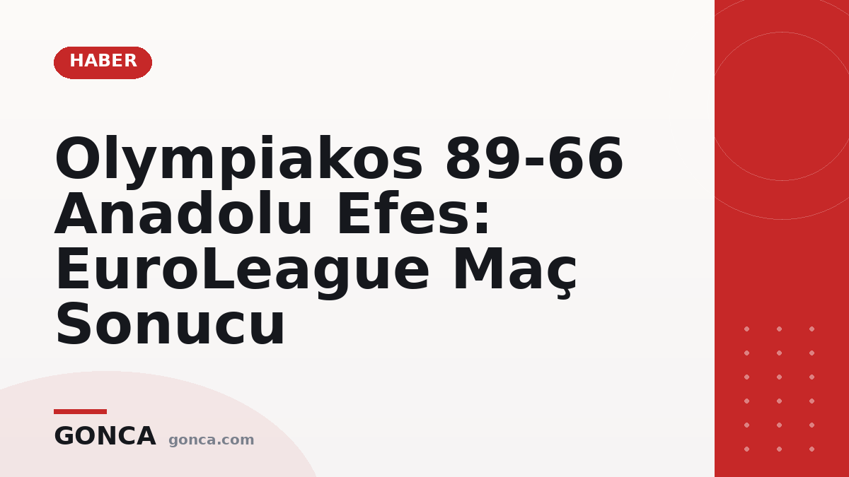 Olympiakos 89-66 Anadolu Efes: EuroLeague Maç Sonucu