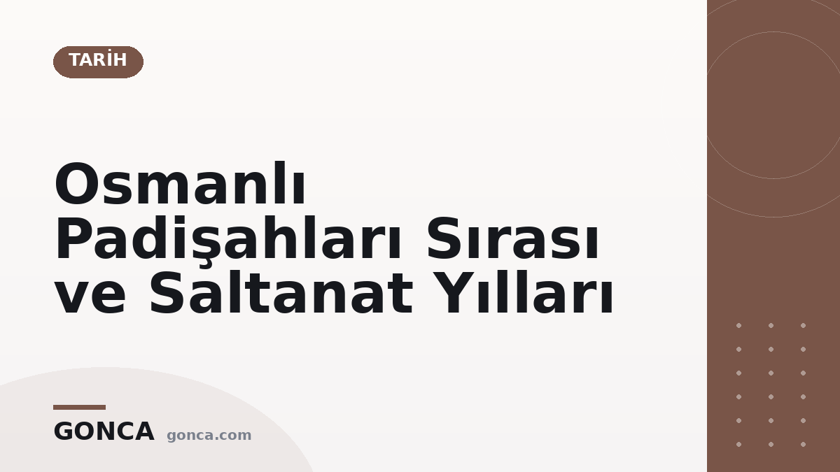 Osmanlı Padişahları Sırası ve Saltanat Yılları