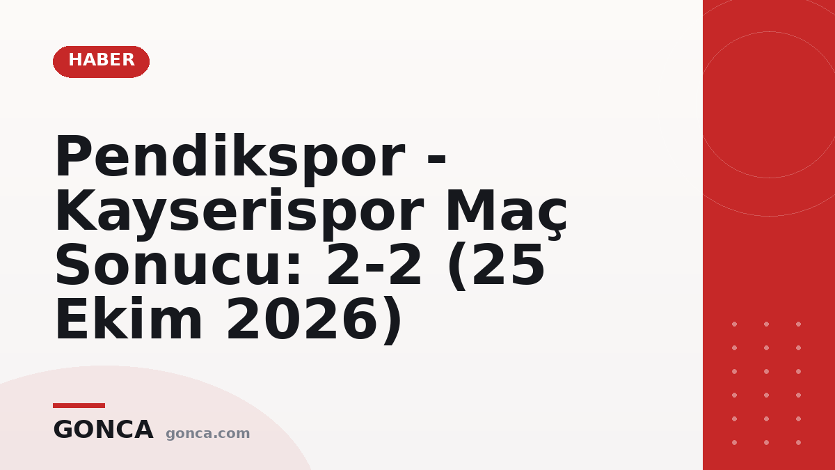 Pendikspor - Kayserispor Maç Sonucu: 2-2 (25 Ekim 2026)