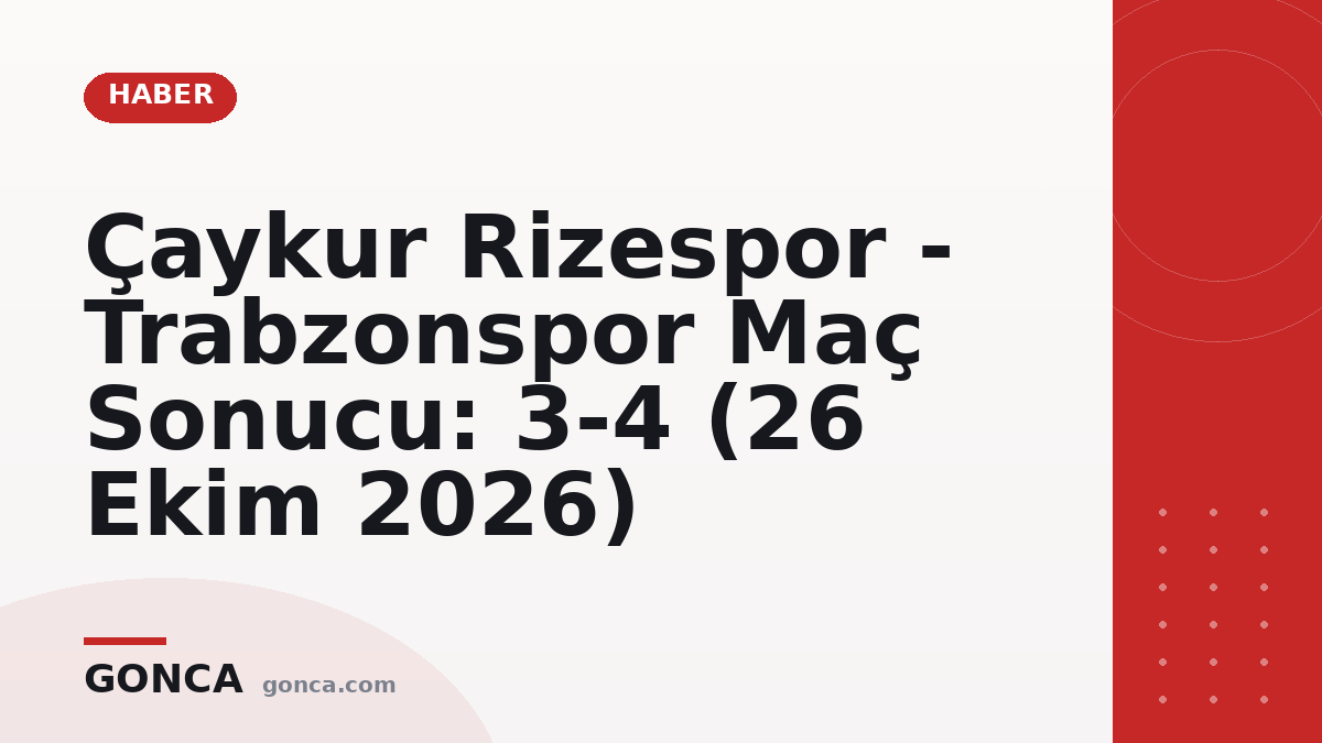 Çaykur Rizespor - Trabzonspor Maç Sonucu: 3-4 (26 Ekim 2026)