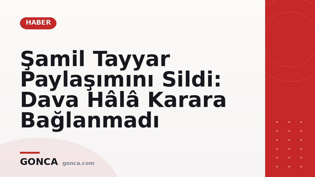 Şamil Tayyar Paylaşımını Sildi: Dava Hâlâ Karara Bağlanmadı