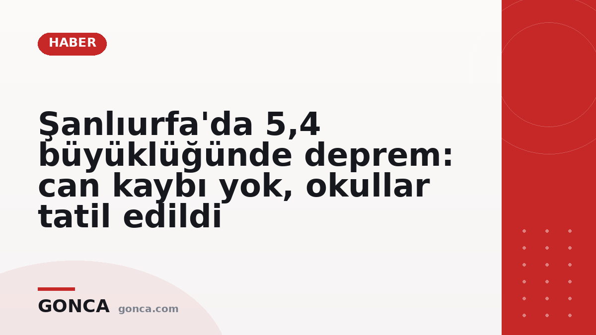 Şanlıurfa'da 5,4 büyüklüğünde deprem: can kaybı yok, okullar tatil edildi