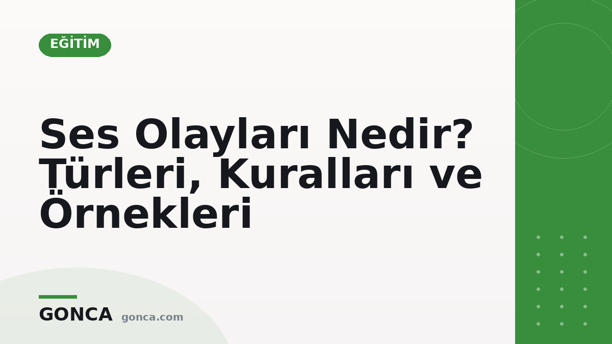 Ses Olayları Nedir? Türleri, Kuralları ve Örnekleri