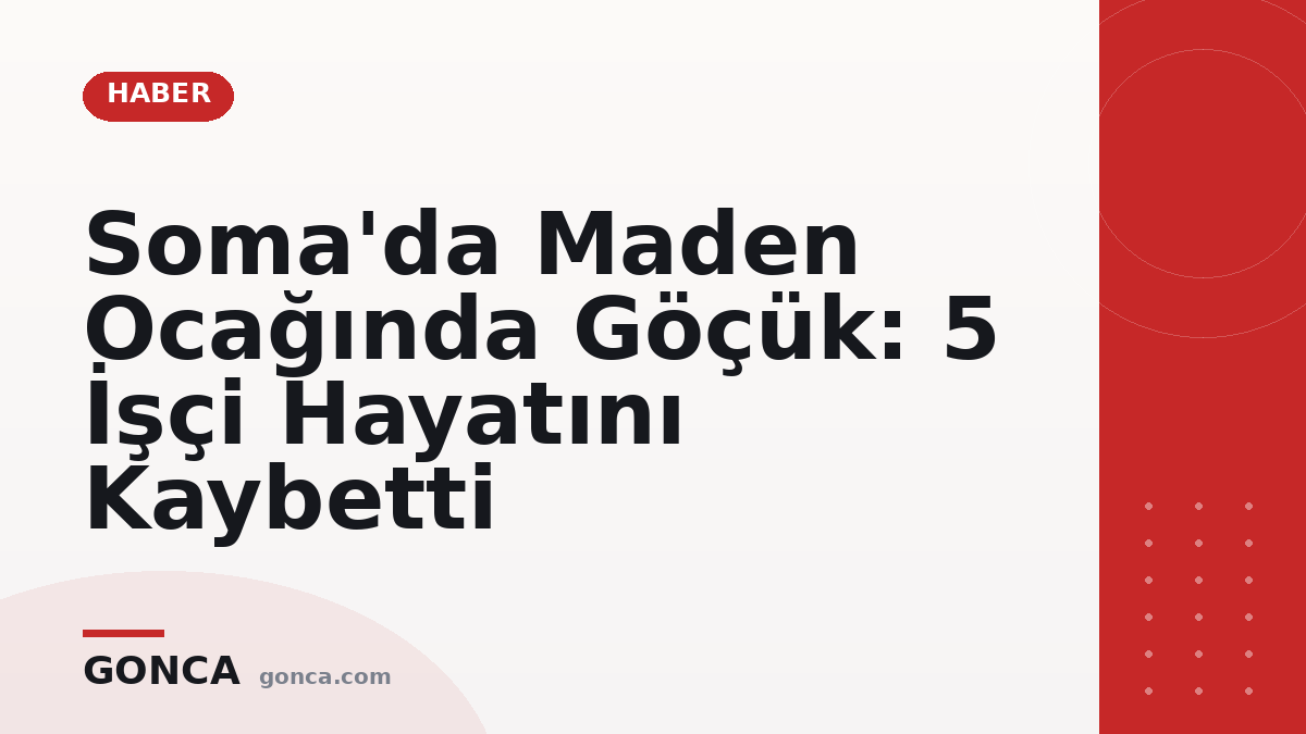 Soma'da Maden Ocağında Göçük: 5 İşçi Hayatını Kaybetti