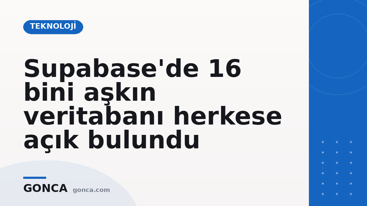 Supabase'de 16 bini aşkın veritabanı herkese açık bulundu