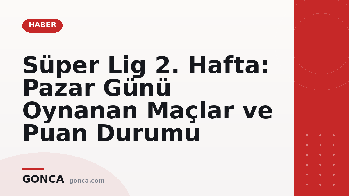 Süper Lig 2. Hafta: Pazar Günü Oynanan Maçlar ve Puan Durumu