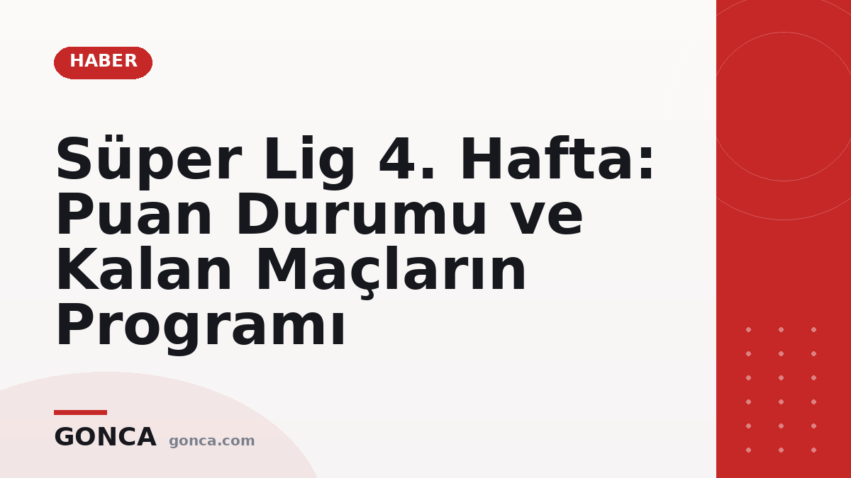 Süper Lig 4. Hafta: Puan Durumu ve Kalan Maçların Programı