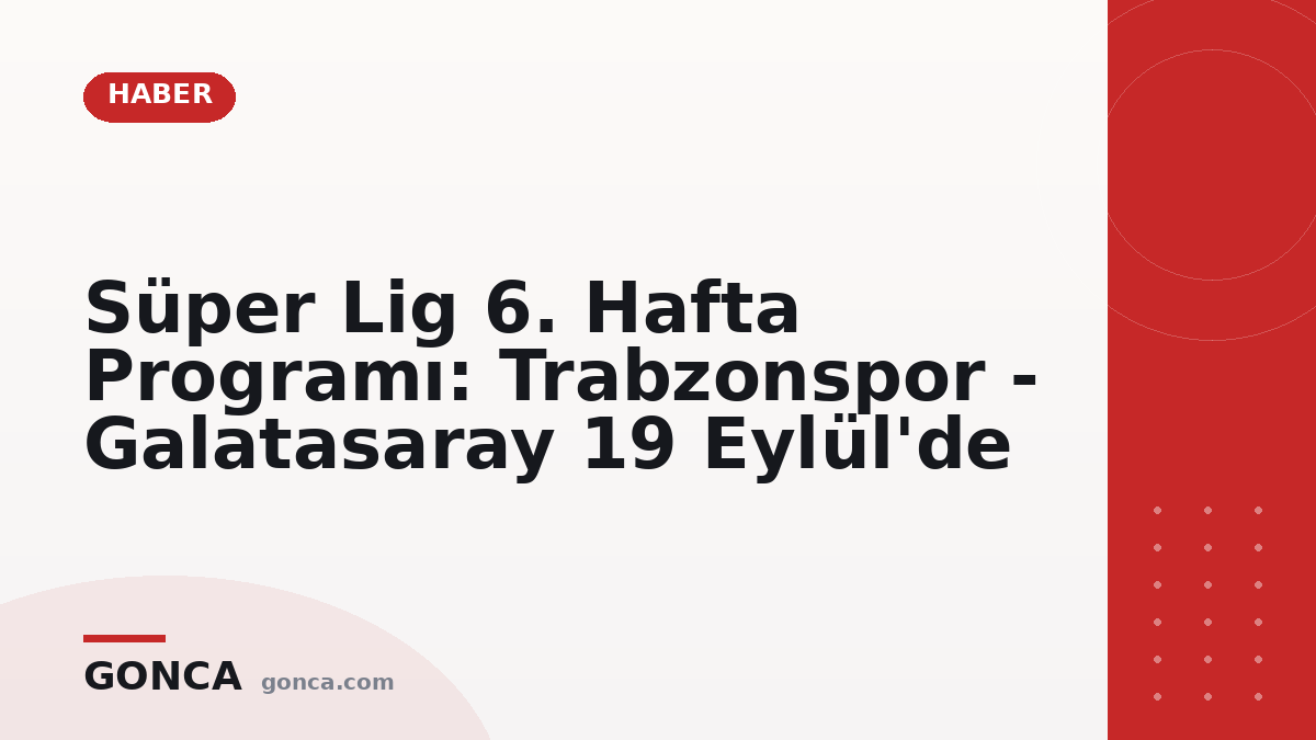 Süper Lig 6. Hafta Programı: Trabzonspor - Galatasaray 19 Eylül'de