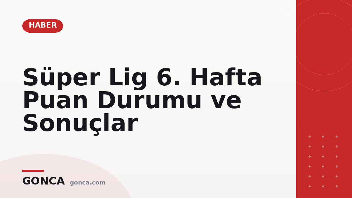 Süper Lig 6. Hafta Puan Durumu ve Sonuçlar