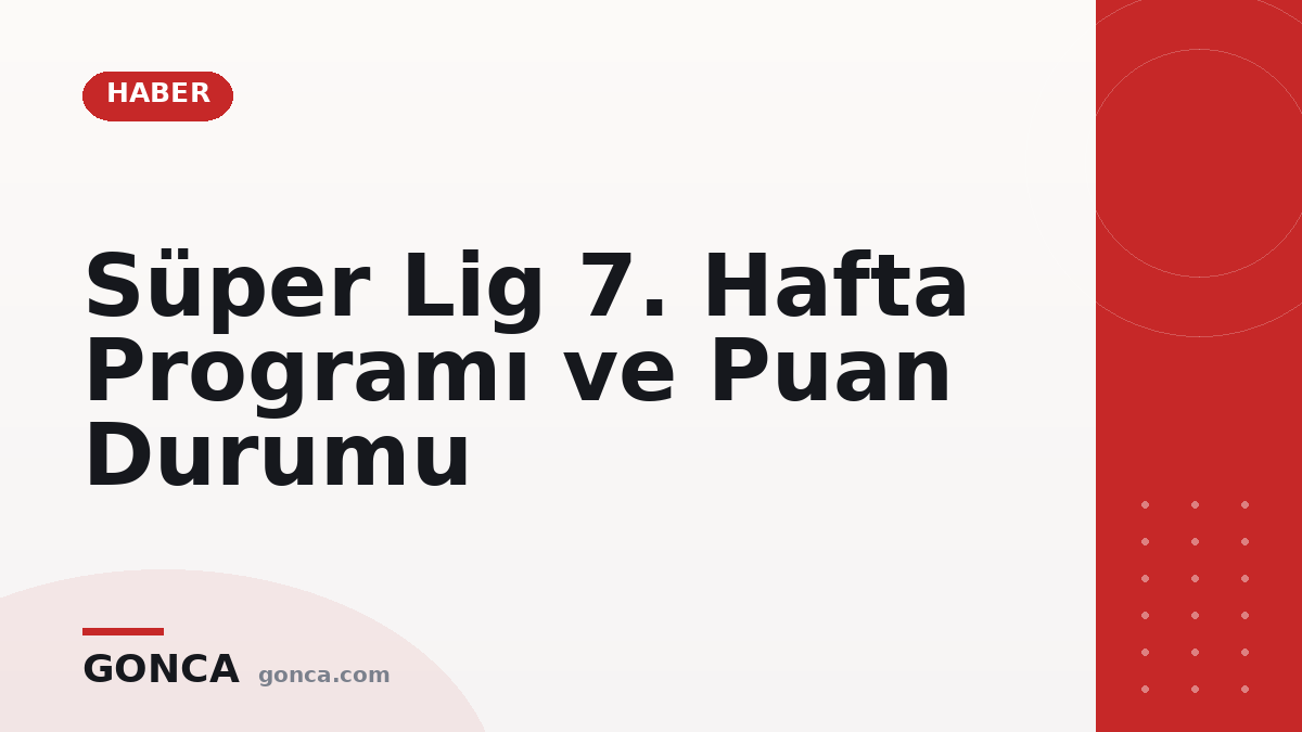 Süper Lig 7. Hafta Programı ve Puan Durumu
