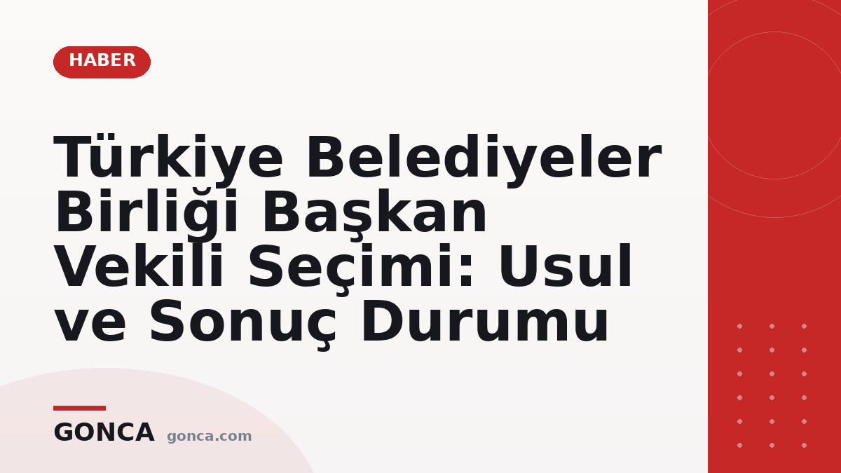 Türkiye Belediyeler Birliği Başkan Vekili Seçimi: Usul ve Sonuç Durumu