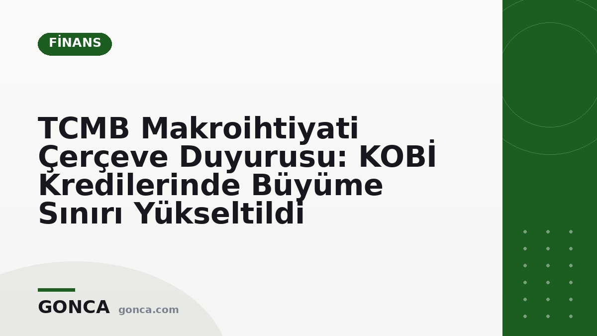 TCMB Makroihtiyati Çerçeve Duyurusu: KOBİ Kredilerinde Büyüme Sınırı Yükseltildi