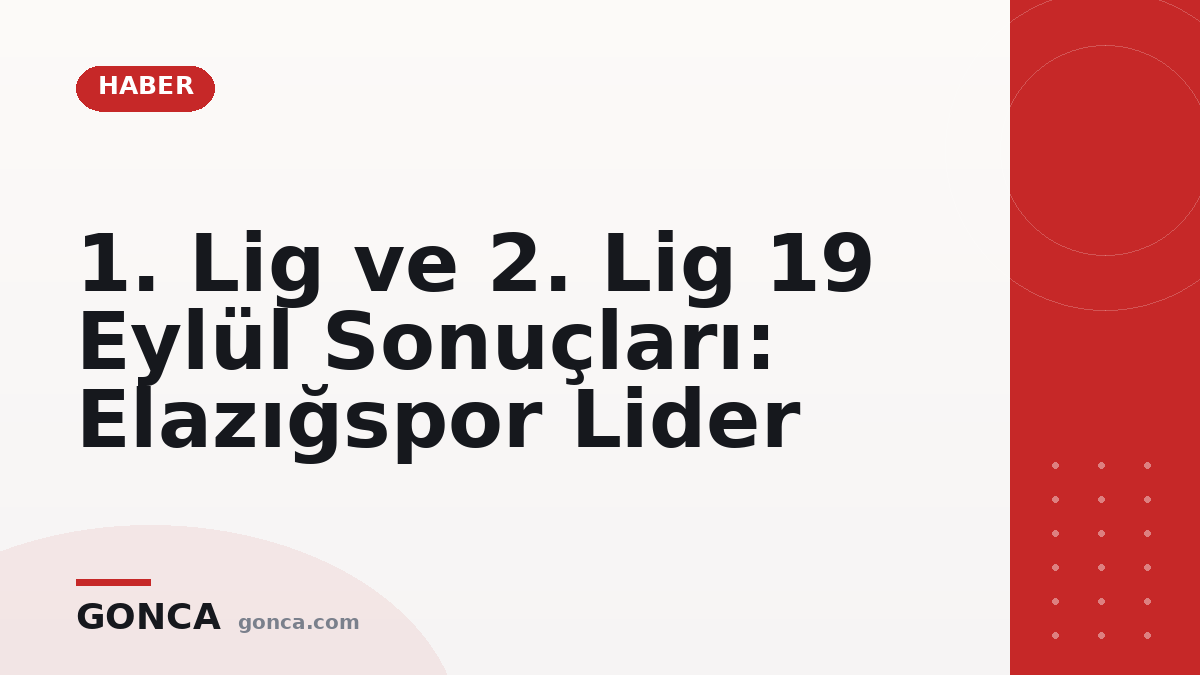 1. Lig ve 2. Lig 19 Eylül Sonuçları: Elazığspor Lider