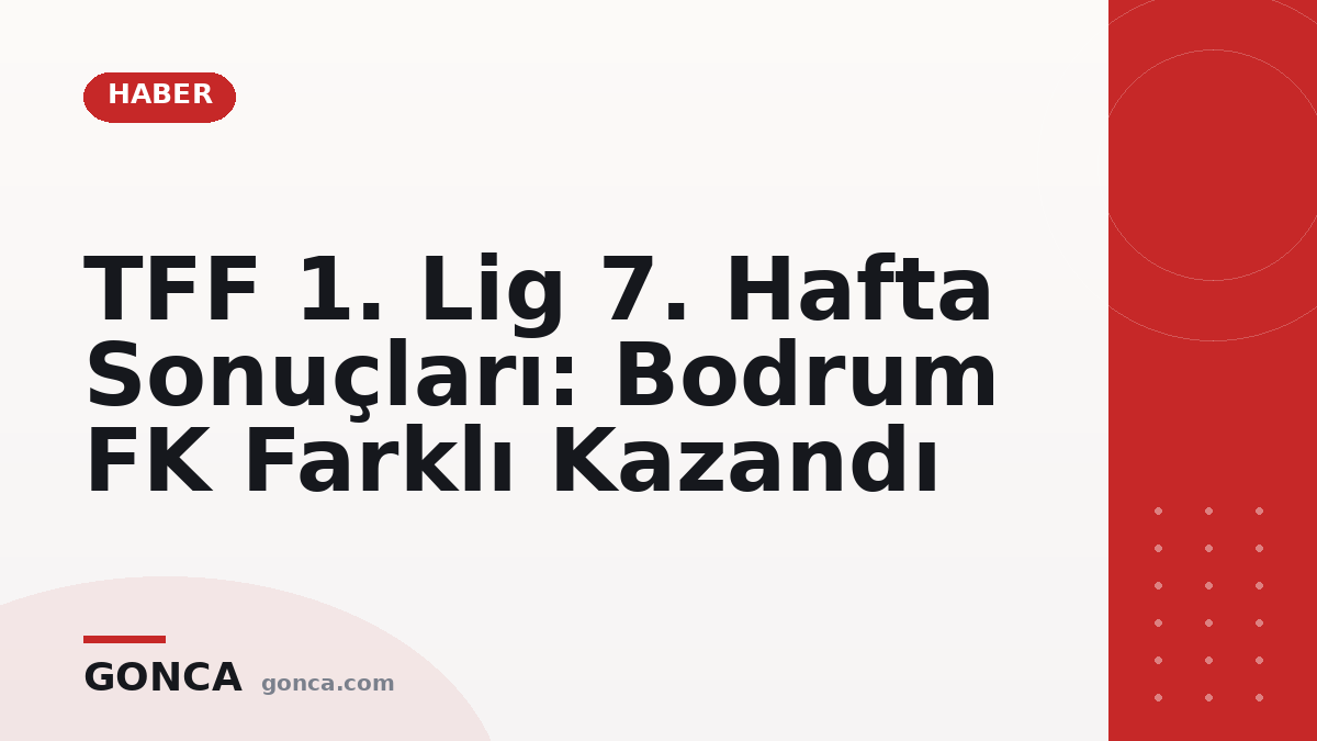 TFF 1. Lig 7. Hafta Sonuçları: Bodrum FK Farklı Kazandı