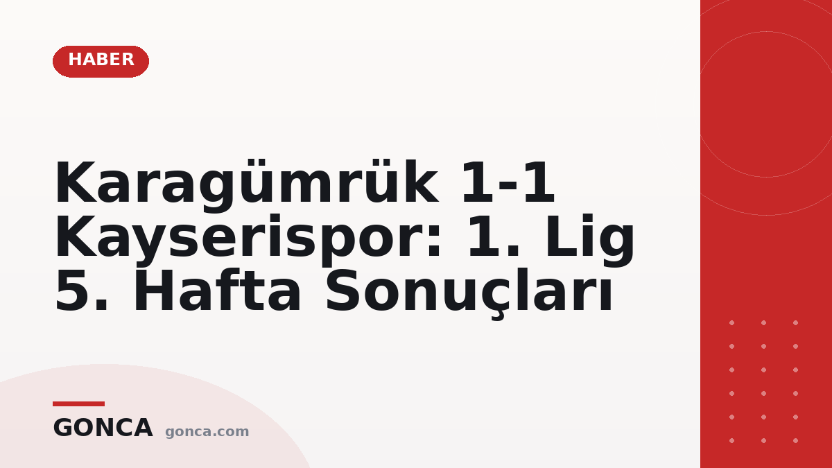 Karagümrük 1-1 Kayserispor: 1. Lig 5. Hafta Sonuçları