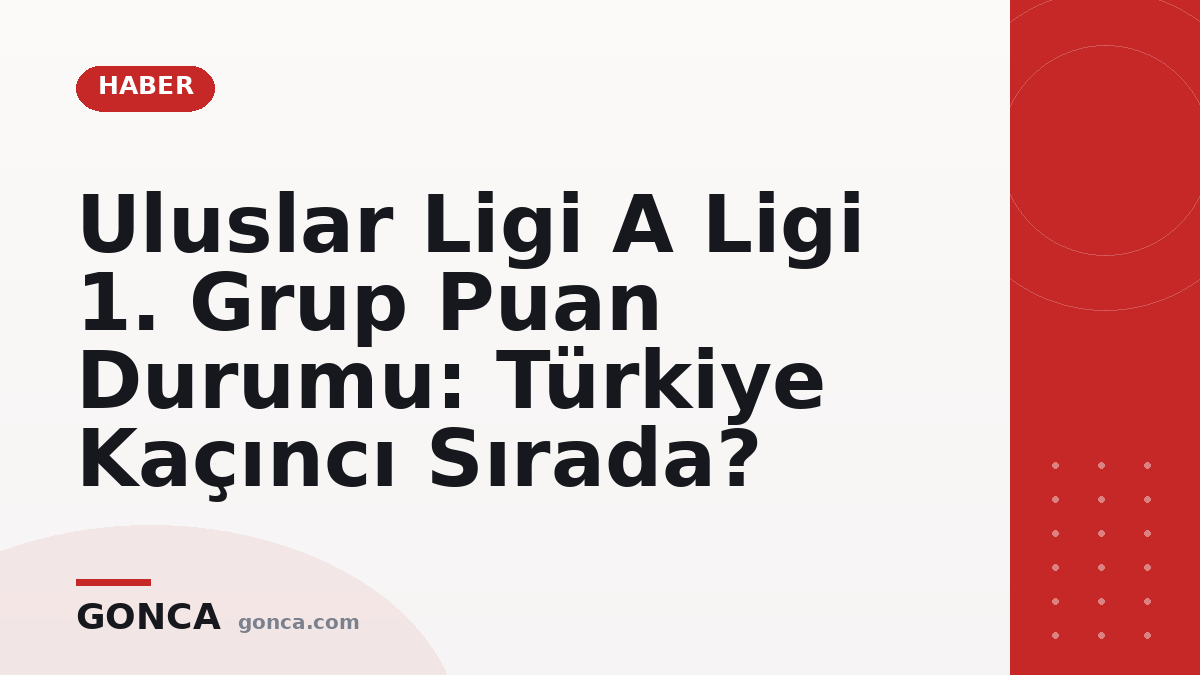 Uluslar Ligi A Ligi 1. Grup Puan Durumu: Türkiye Kaçıncı Sırada?