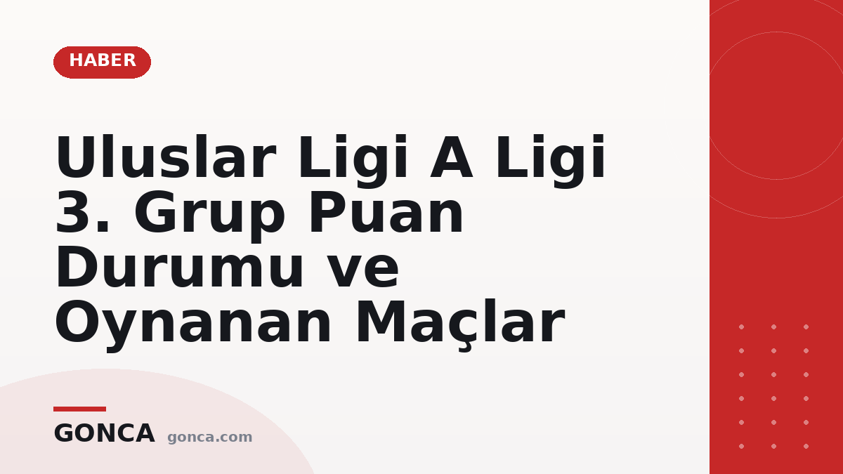 Uluslar Ligi A Ligi 3. Grup Puan Durumu ve Oynanan Maçlar