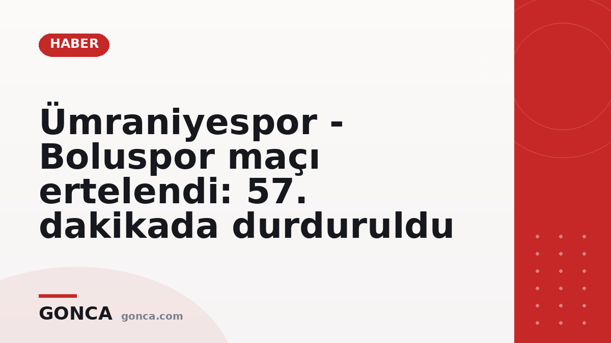 Ümraniyespor - Boluspor maçı ertelendi: 57. dakikada durduruldu